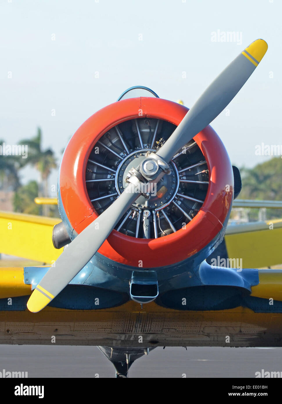 Retro-Propeller-Flugzeug-Vorderansicht Stockfoto