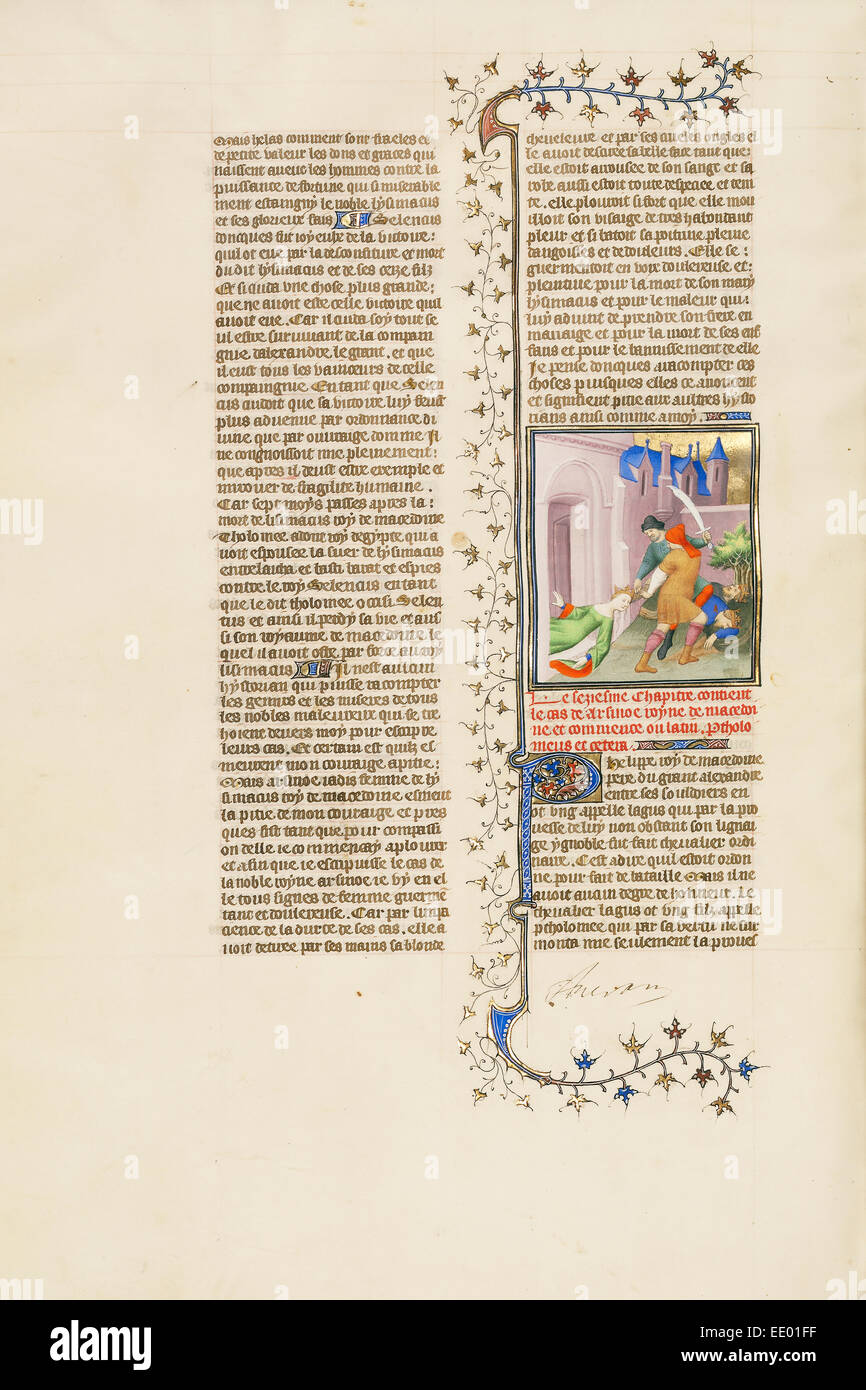 Das Massaker von den Söhnen von Lysimachos; Unbekannt; Paris, Frankreich; ca. 1413-1415; Tempera-Farben, Blattgold, gold-Lack Stockfoto