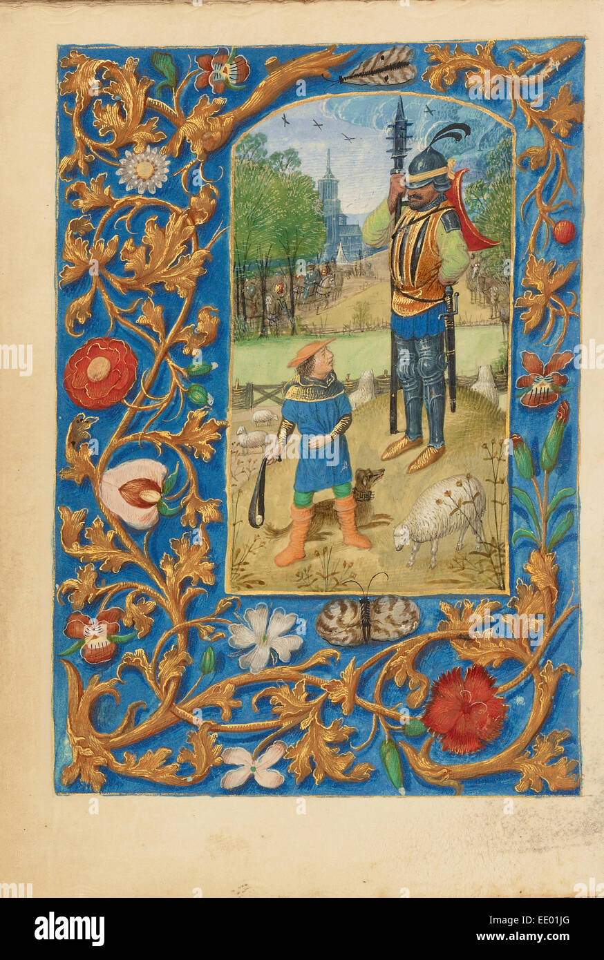 David und Goliath; Meister der Dresden-Gebet-Buch oder Workshop, Flämisch, aktiv über 1480-1515; Brügge, Belgien Stockfoto