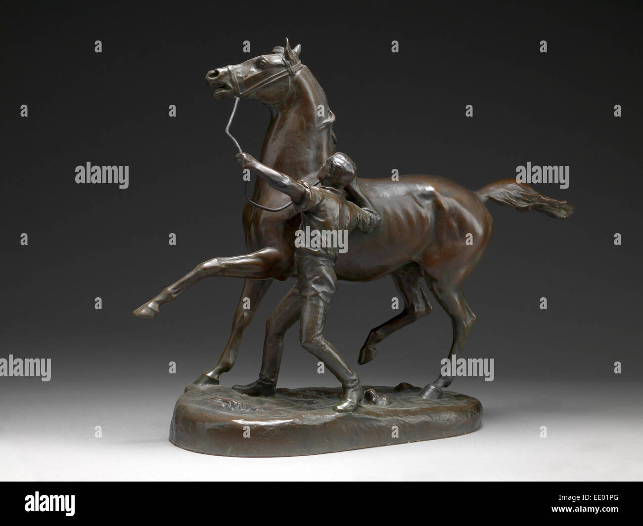 Pferd und stabile Lad stabile Lad und Pferd, Adrian Jones, 1845-1938, Brite/Britin Stockfoto