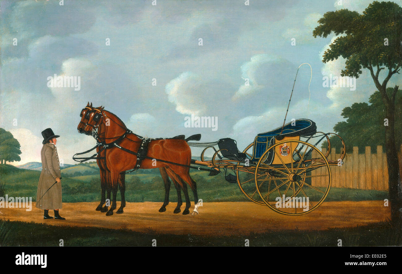 Ein Gentleman mit seinem paar von Buchten spannte eine Wagl angemeldet und datiert, unten links: "J Cordrey P | 1806', John Cordrey Stockfoto