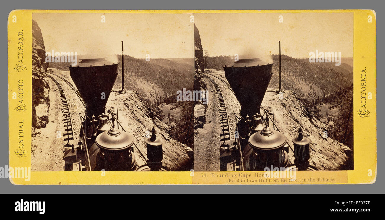 Rundung Kap Hoorn. Straße nach Iowa Hill vom Fluss, in der Ferne.; Alfred A. Hart, amerikanisch, 1816-1908; 1866 - 1869 Stockfoto