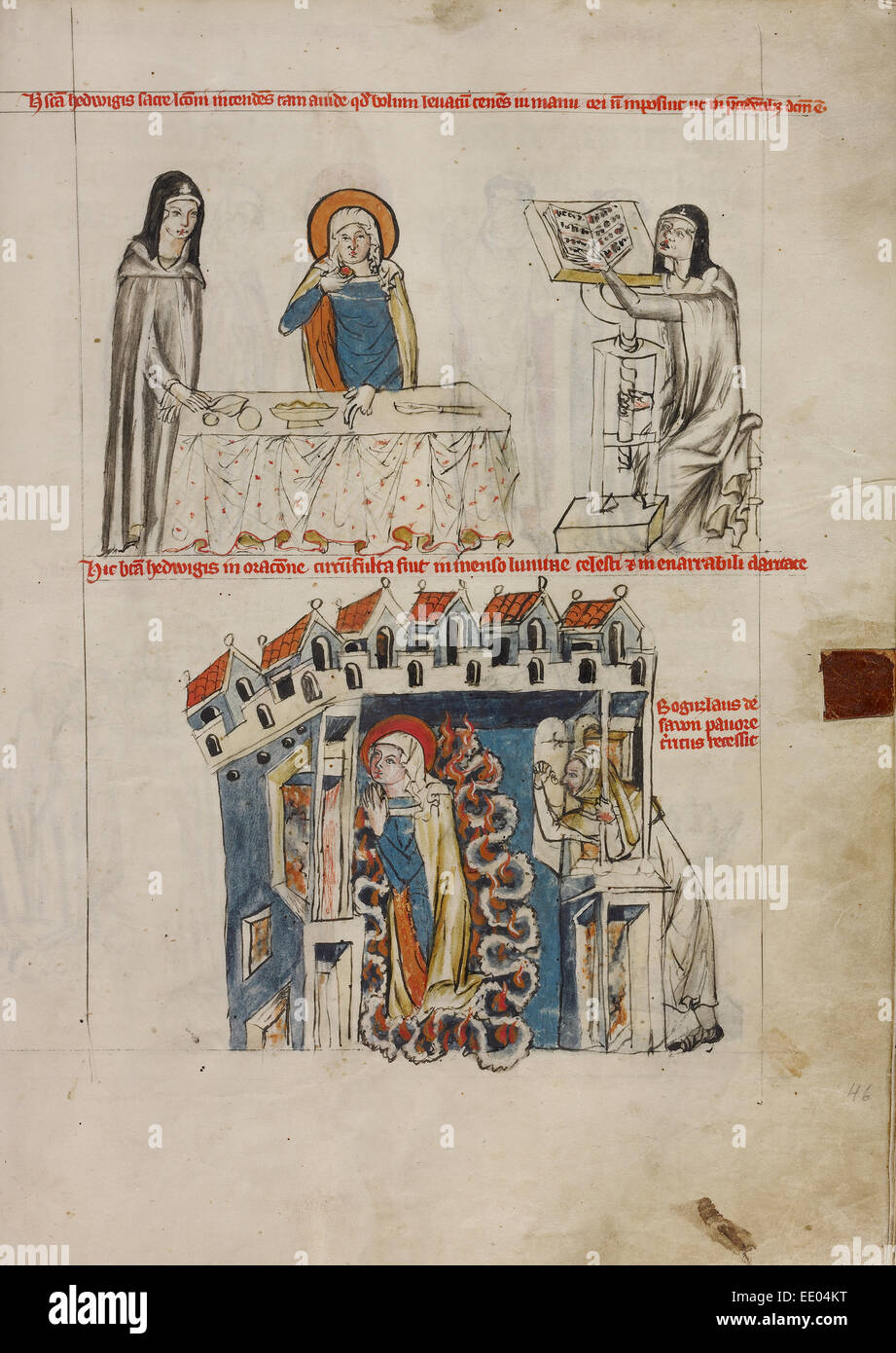 St. Hedwig hören zu einer Lesung, St. Hedwig beten; Gericht-Workshop von Duke Ludwig i. von Liegnitz und Brieg, Polnisch, 1364 Stockfoto