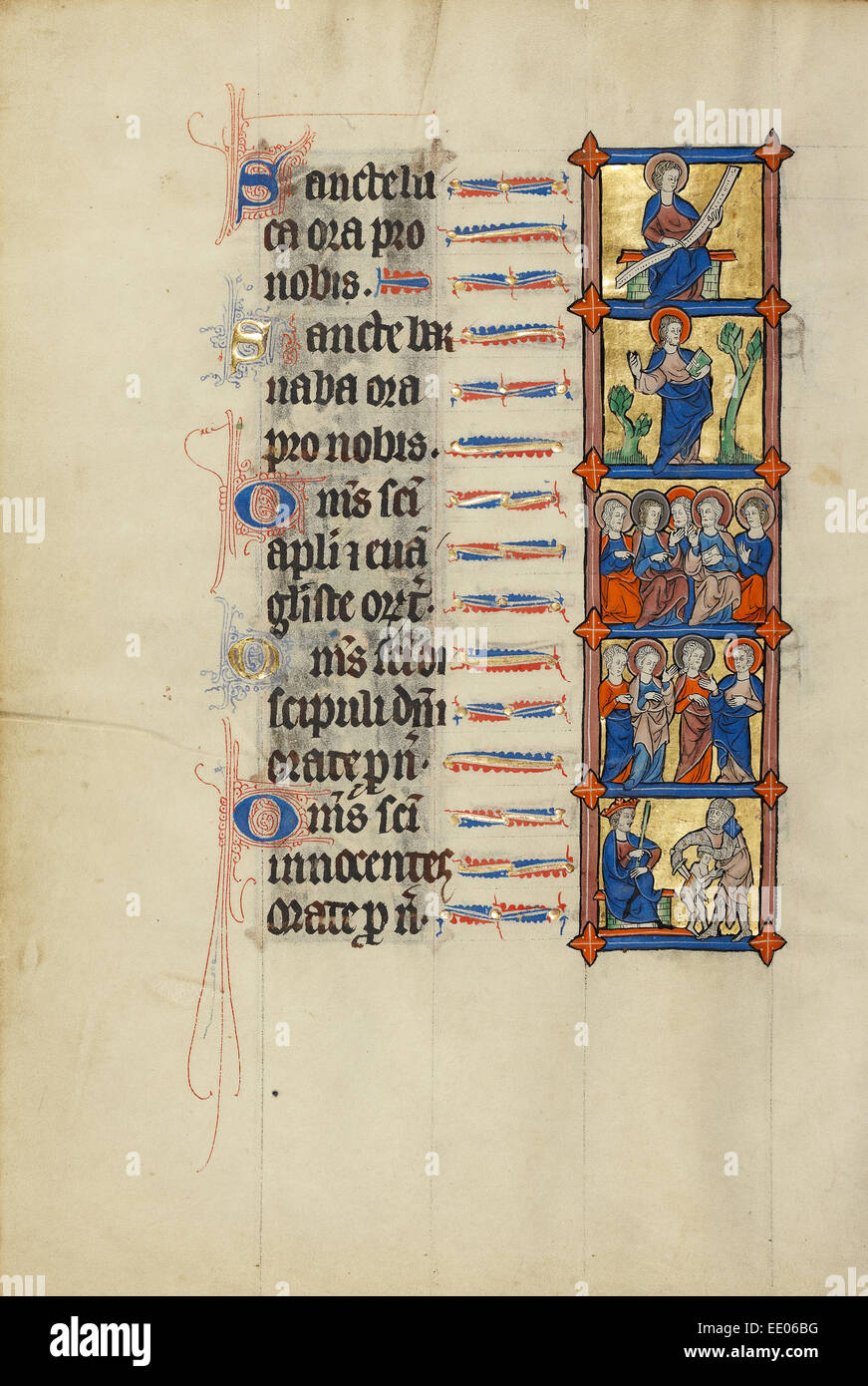 Der heilige Lukas thront, St. Barnabas mit einem Buch, fünf Apostel thront, drei Nimbed Männer und ein Viertel ohne einen Heiligenschein Stockfoto