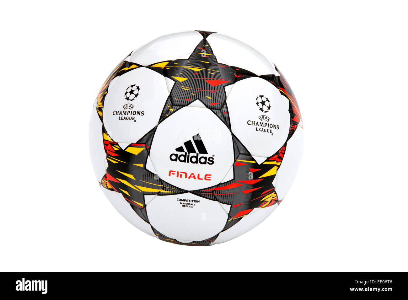 Die adidas Finale 2014/2015 UEFA Champions League Ball isoliert auf weißem Hintergrund Stockfoto
