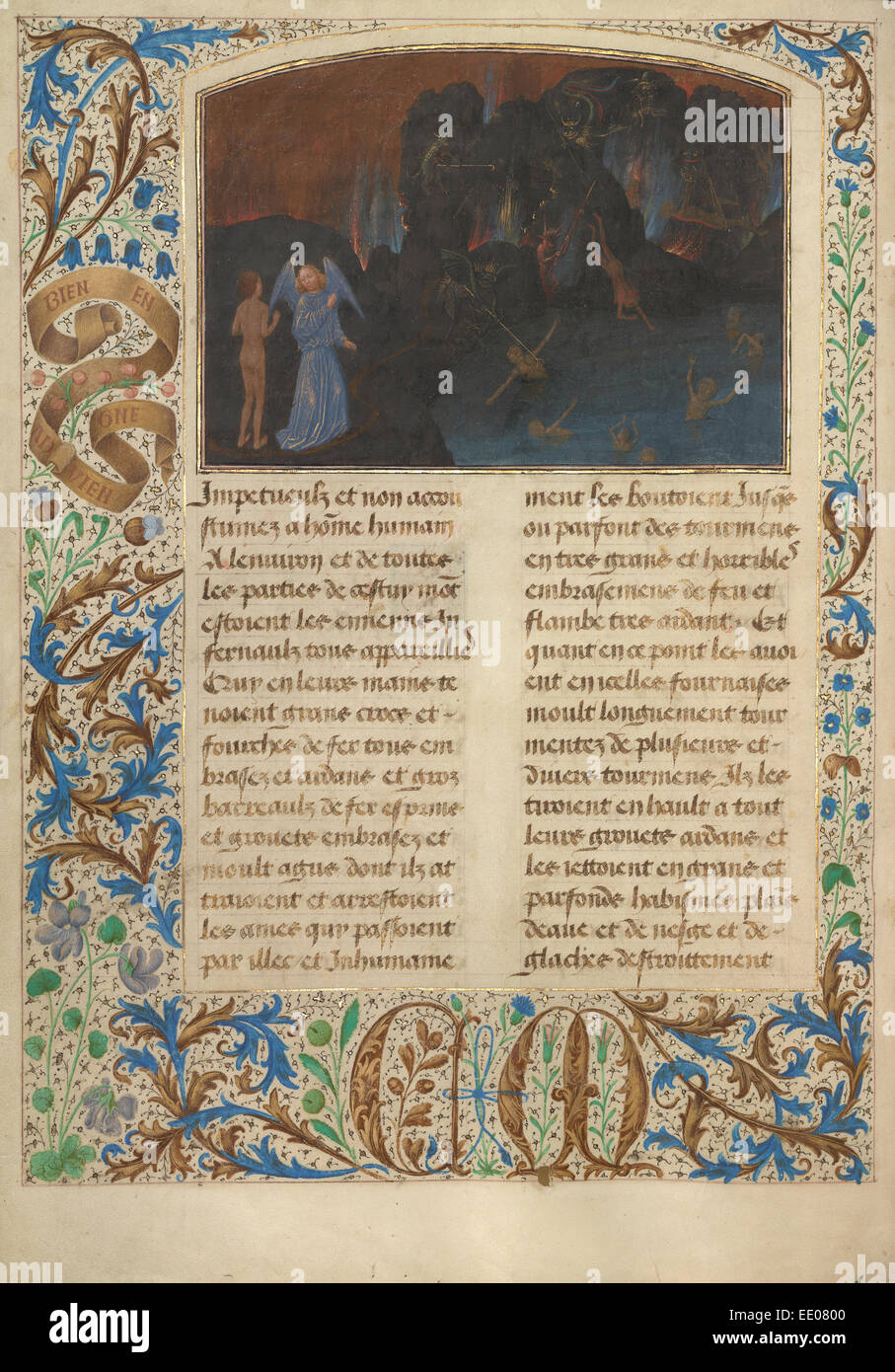 Die Qual der Ungläubigen und Ketzer; Simon Marmion, Flämisch, aktive 1450-1489; Gent, Belgien; 1475; Tempera-Farbe Stockfoto