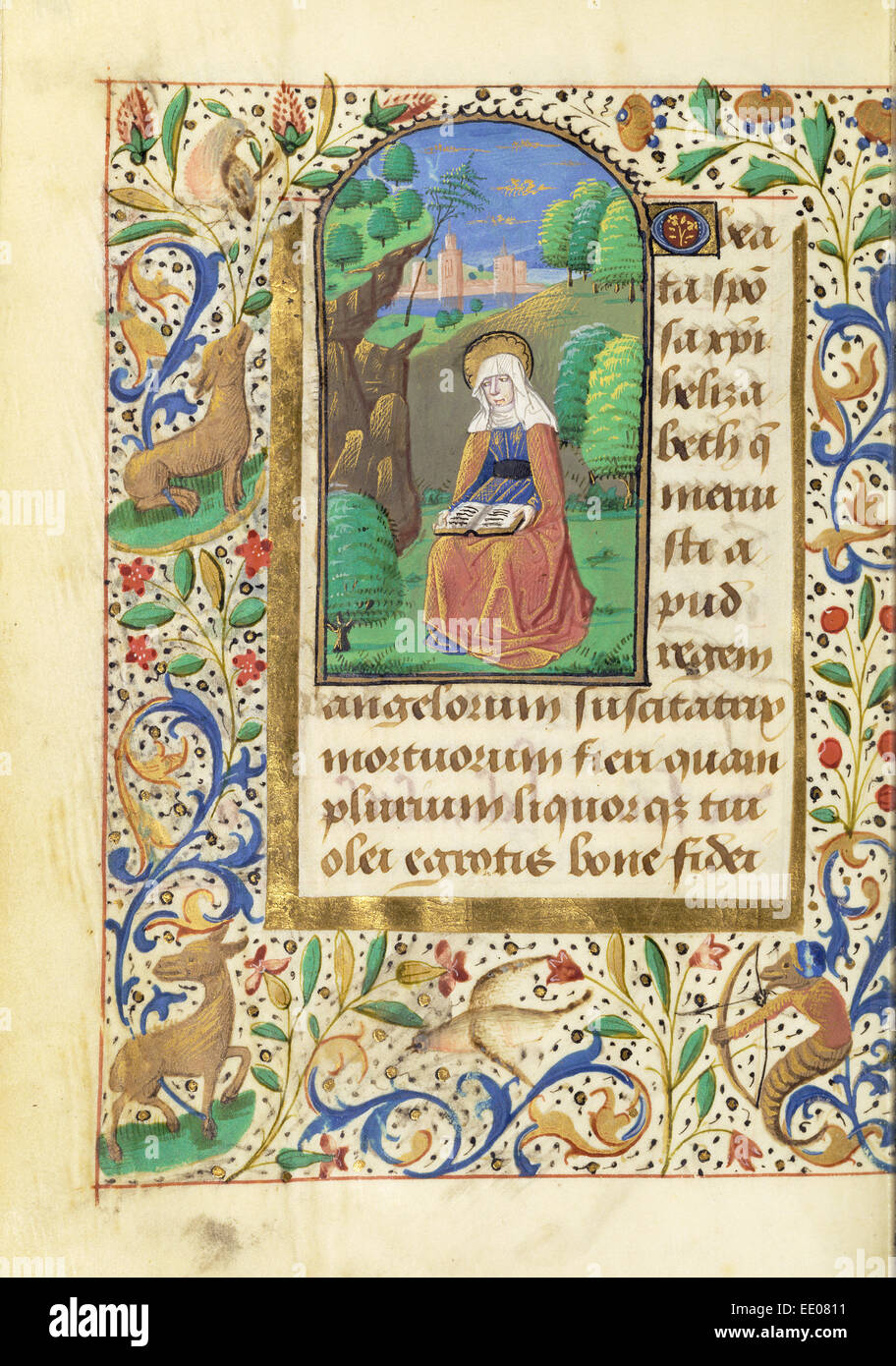 Saint Elizabeth; Unbekannt; Rouen, Frankreich, Europa; etwa 1480-1490; Tempera-Farben, Blattgold, gold-Lack, Silber Farbe und Tinte Stockfoto