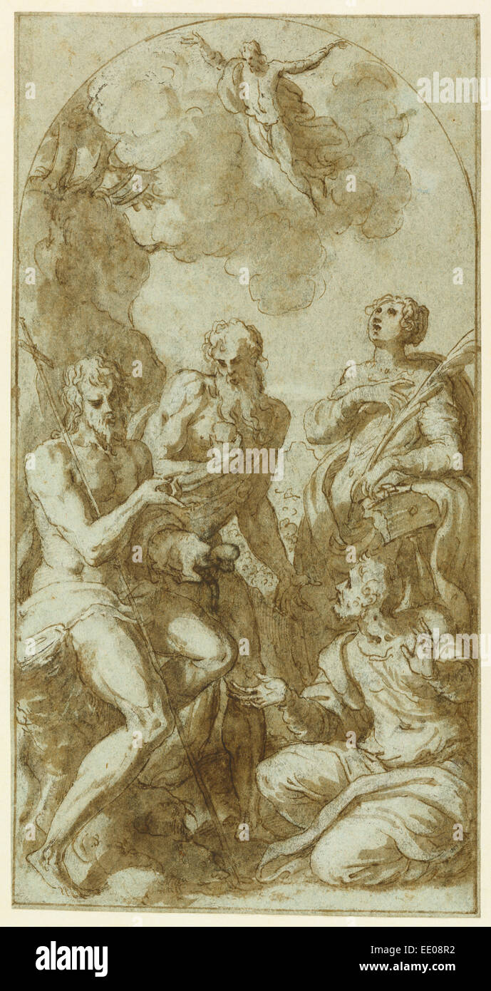 Christus der Heiland oben genannten Heiligen Johannes der Täufer, Jerome, Katharina und Thomas; Giuseppe Porta (Giuseppe Salviati), Italienisch Stockfoto