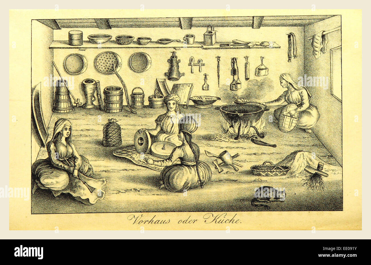 1822 Bis 1828, Nogaijen-Tartaren Küche, 19. Jahrhundert Gravur Stockfoto