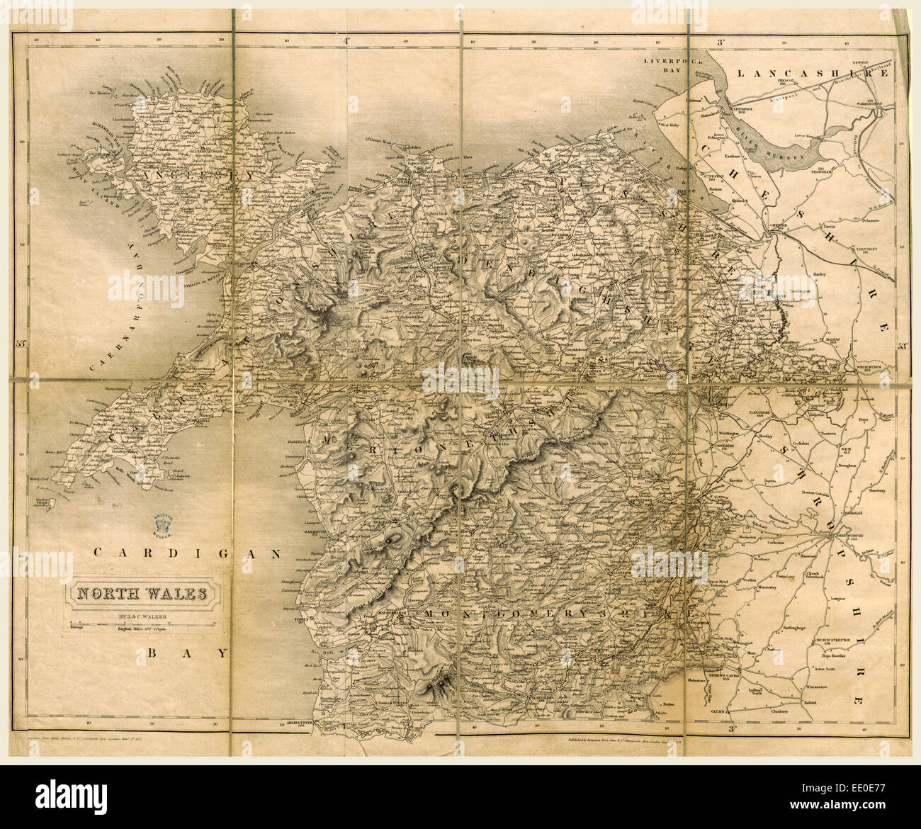 Karte, Ausflüge in Nord-Wales, einschließlich Aberystwith und die Teufelsbrücke, 1838, 19. Jahrhundert Gravur Stockfoto