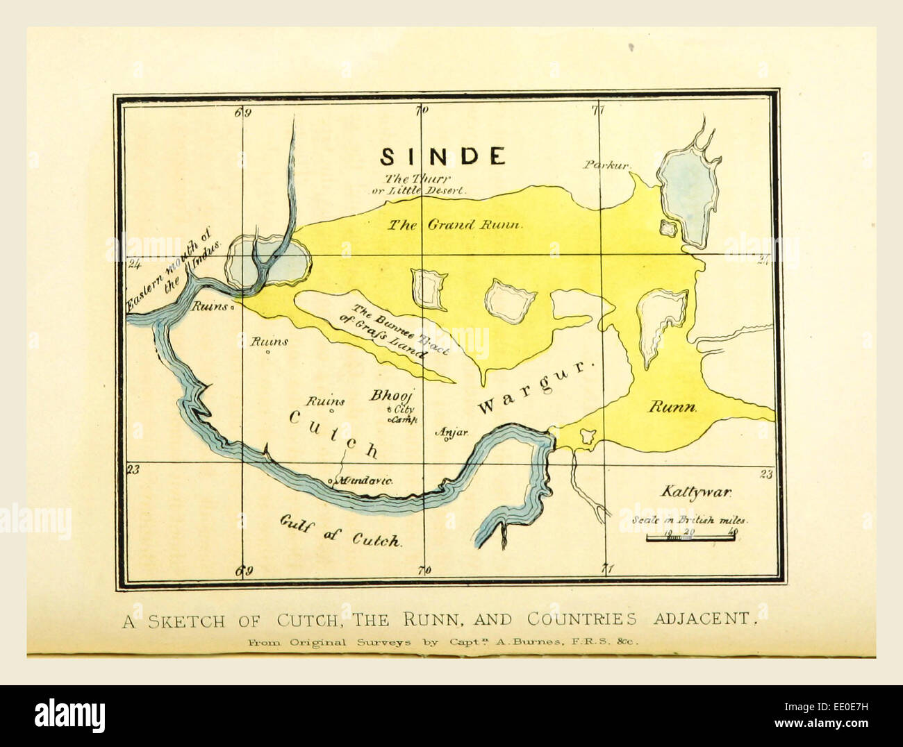 Skizzen, aufgenommen während eines Aufenthalts in einem der nördlichen Provinzen von Westindien, Sinde, Runn, Karte Stockfoto