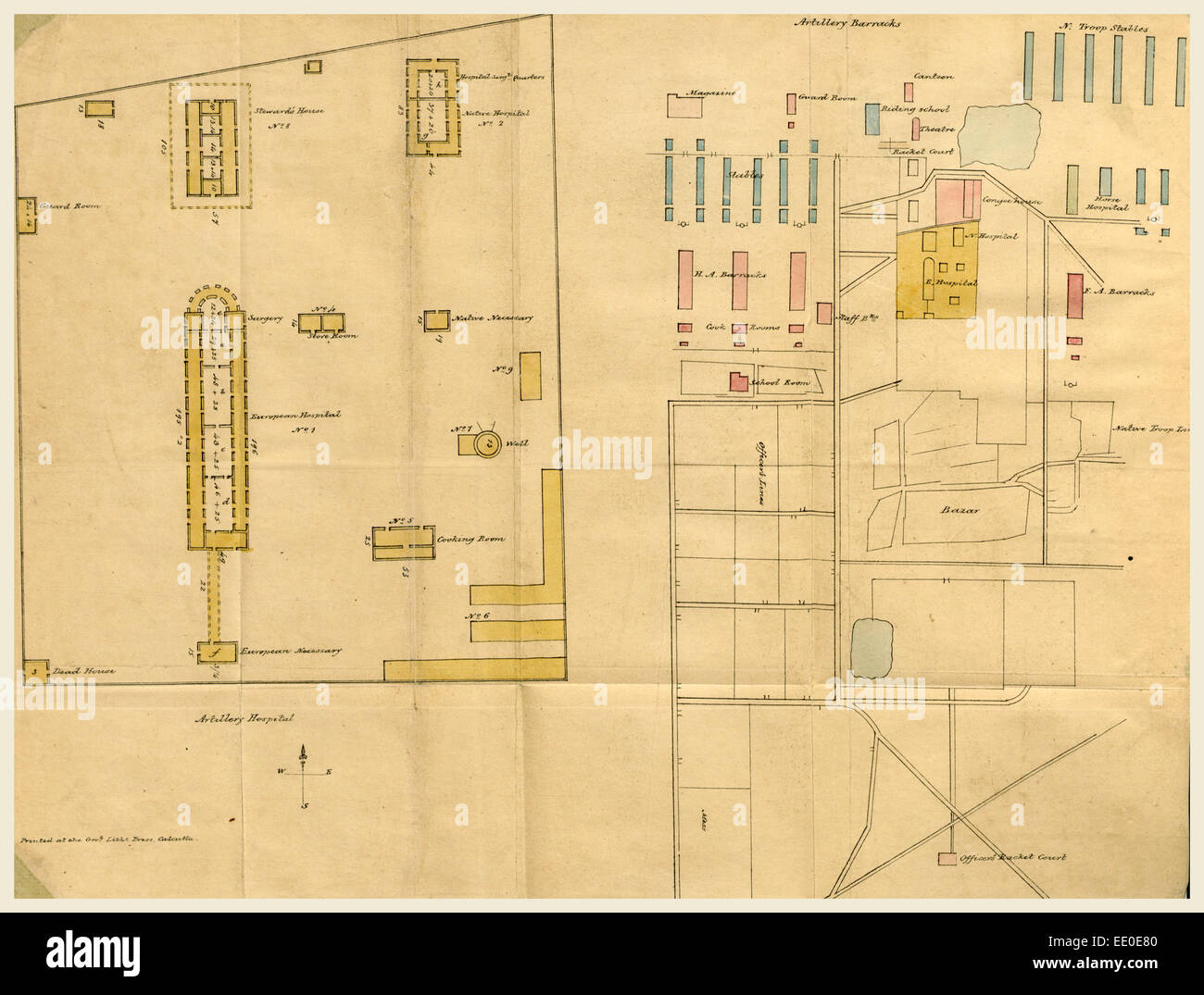 Auf die Topographie des Meerutt und der wichtigsten Krankheiten in der 1. Brigade der reitende Artillerie an diesem Ort herrschte Stockfoto