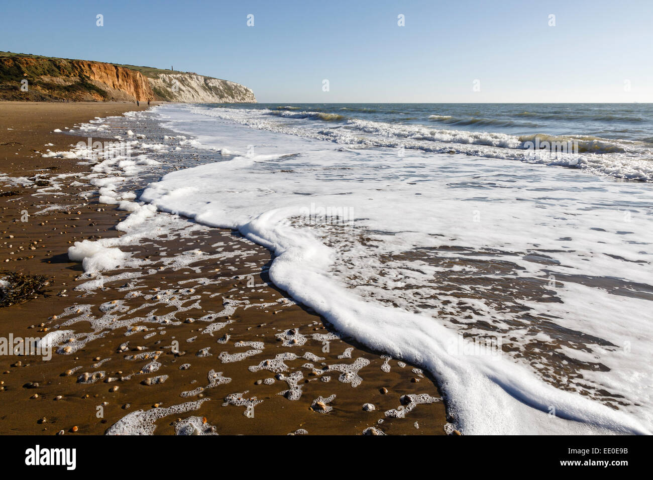 Yaverland Strand mit Blick in Richtung Culver Klippe, Sandown, Isle Of Wight Stockfoto