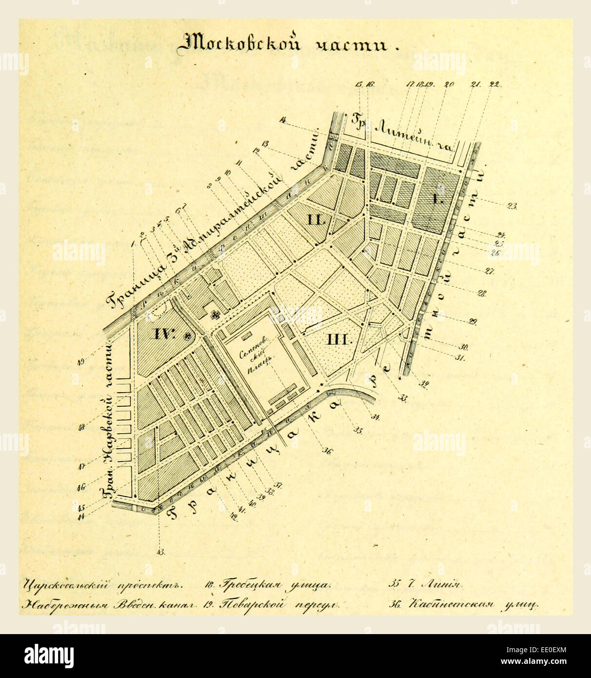 Moskau, Russland, Karte, 19. Jahrhundert Gravur Stockfoto