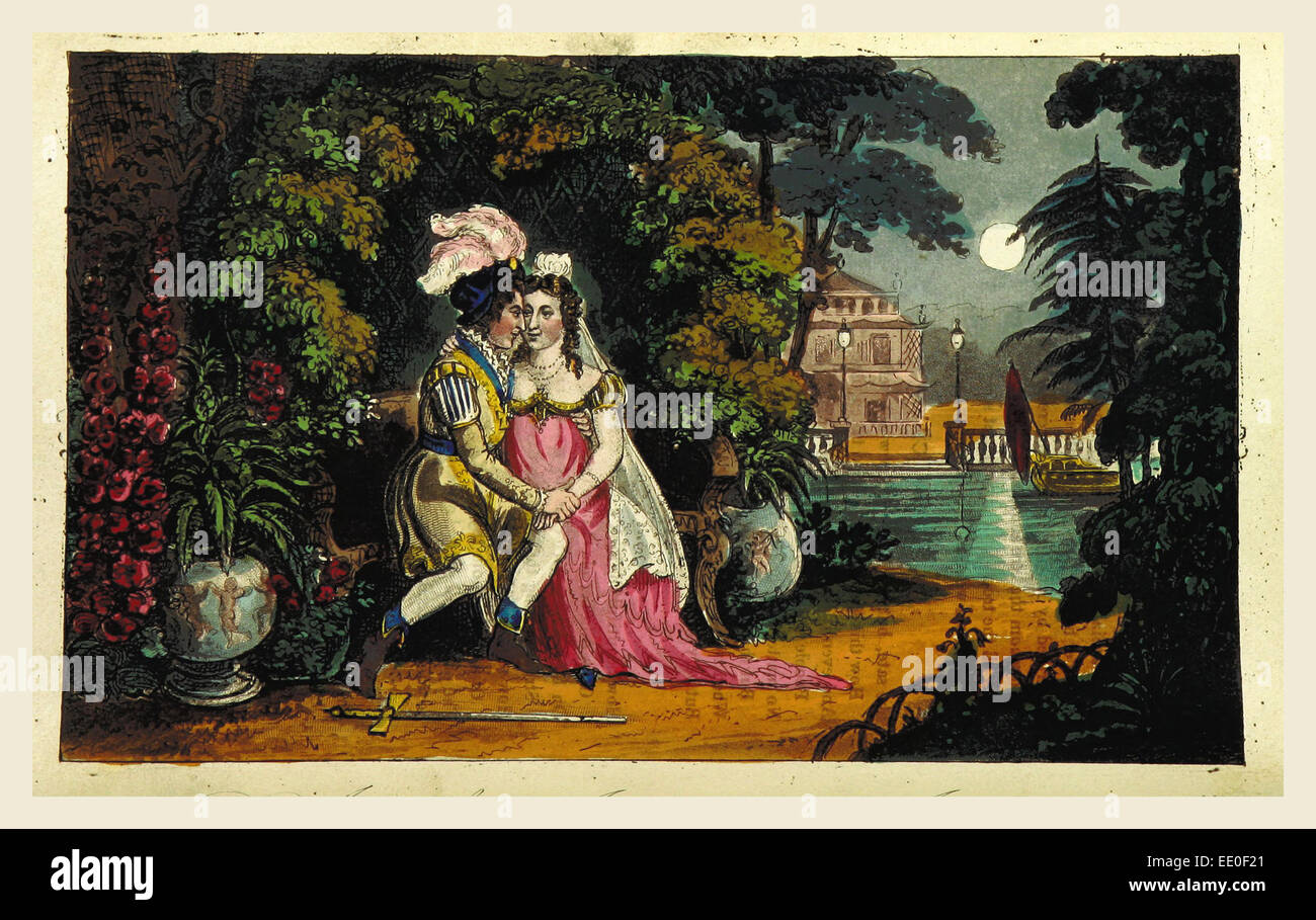 Don Juan. Cantos I.-V.  Illustrationen von I. R. Cruikshank, 19. Jahrhundert Gravur Stockfoto