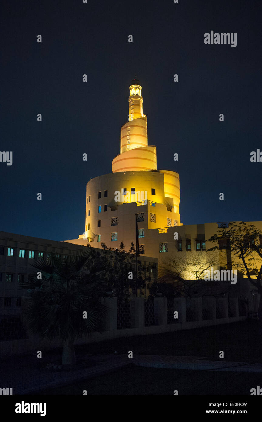 Katar Islamisches Kulturzentrum Moschee, Doha, Katar, Nahen Osten, bei Nacht Stockfoto