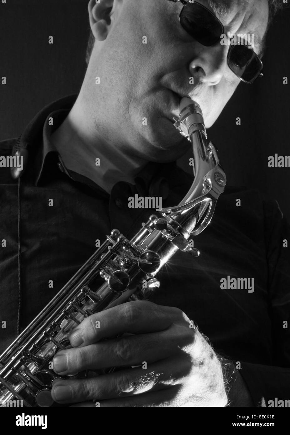 Jazzmusiker. Eine Nahaufnahme von einer alt-saxophonist Stockfoto