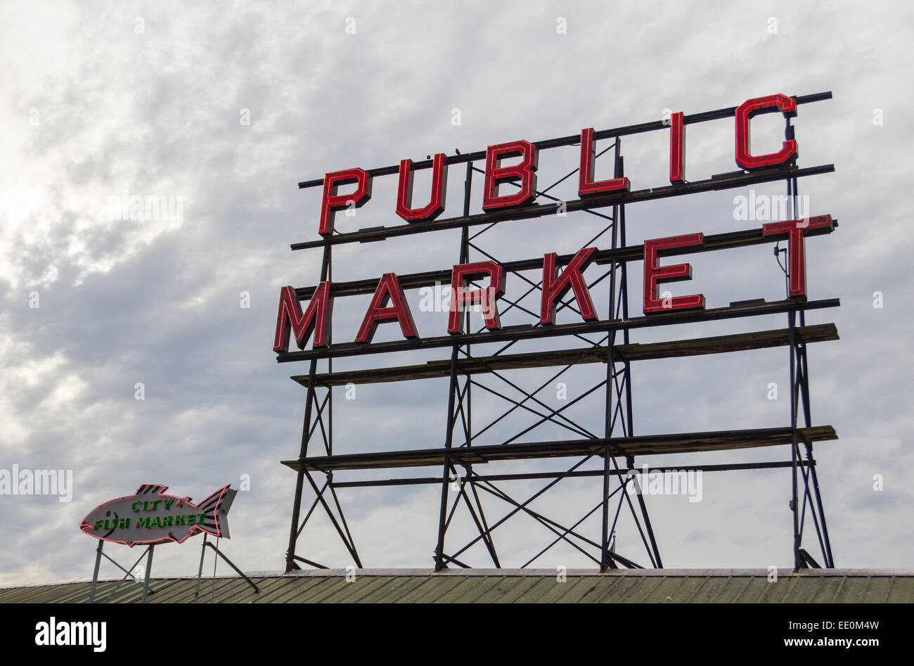 Die Börse-Schild am Seattles berühmte Pike Place Market. Stockfoto