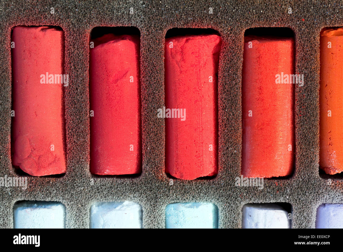 Kreide, Pastell Set, rot pigmentierten Pastelle Stockfoto