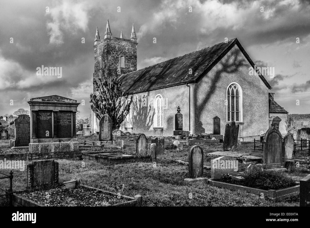 Die anglikanische Pfarrkirche in Saintfield Co Down, Nordirland Stockfoto