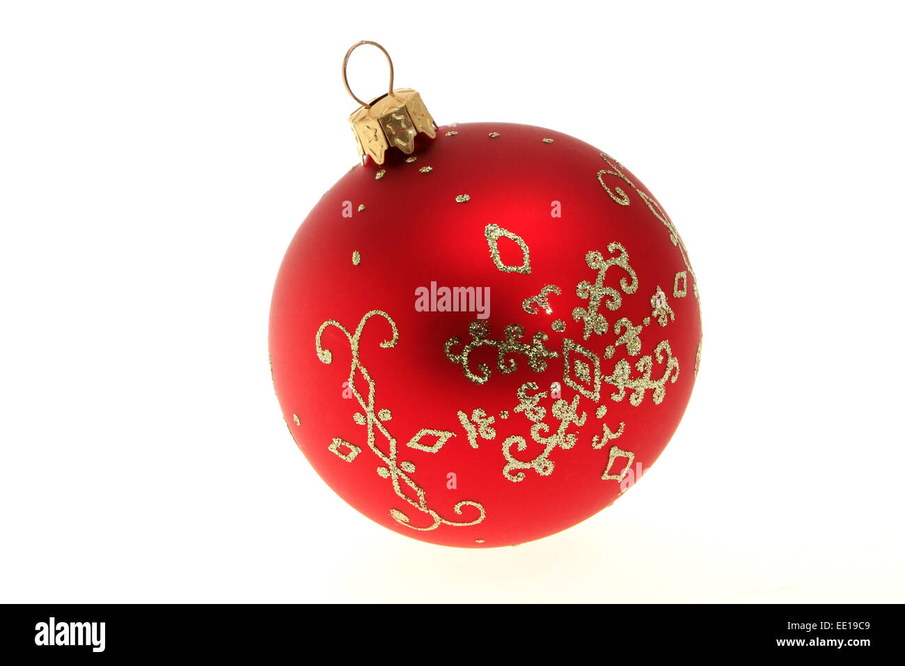 Weihnachtsschmuck, Rote Christbaumkugel Stockfoto