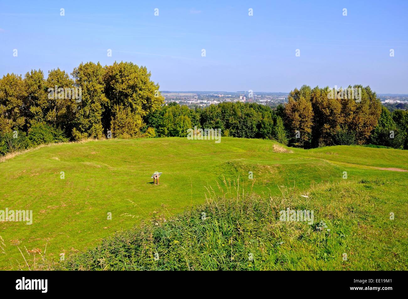 Blick vom Schloss-Hügel über die Landschaft von Staffordshire, Stafford, Staffordshire, England, Vereinigtes Königreich, West-Europa. Stockfoto