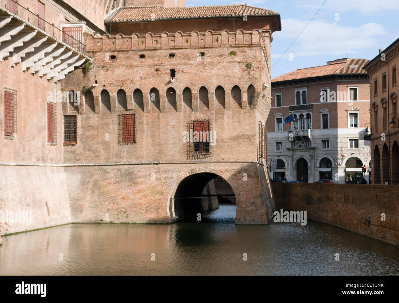 Detail des Schloss Estense in Ferrara, Region Emilia-Romagna, Italien Stockfoto
