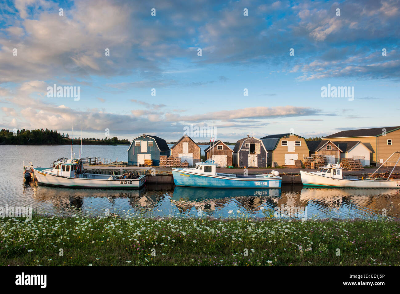 Kleine Fischerboote im Hafen von Stanley Bridge, Prince Edward Island, Kanada, Nordamerika Stockfoto