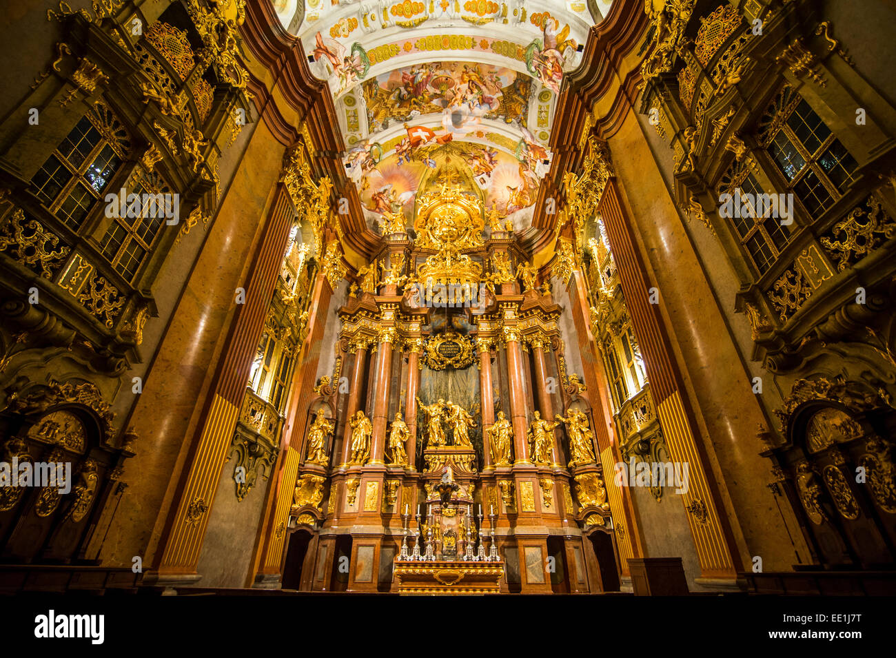 Kirche, Melk Abbey, Benediktiner-Abtei, Melk, Kulturlandschaft Wachau, UNESCO-Weltkulturerbe, Donau, Wachau, Österreich Stockfoto