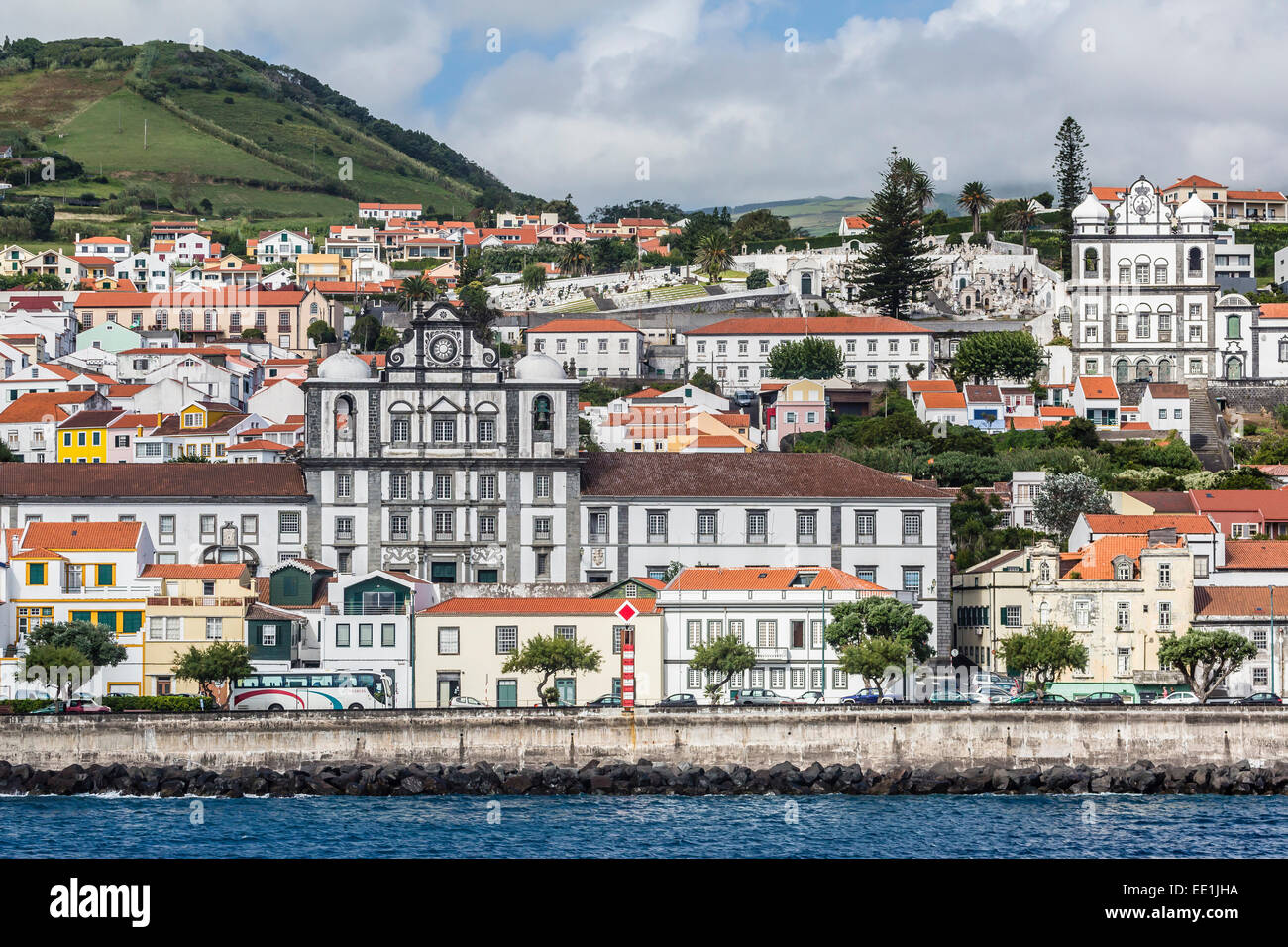 Blick von der Stadt Horta, Faial Insel, Europa, Atlantik, Azoren, Portugal Stockfoto