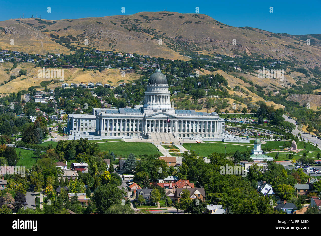 Blick über die Utah State Capitol, Salt Lake City, Utah, Vereinigte Staaten von Amerika, Nordamerika Stockfoto