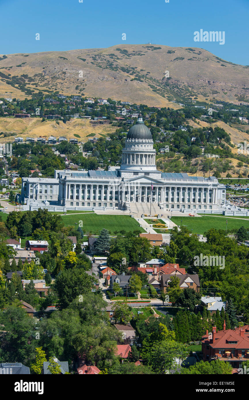 Blick über die Utah State Capitol, Salt Lake City, Utah, Vereinigte Staaten von Amerika, Nordamerika Stockfoto