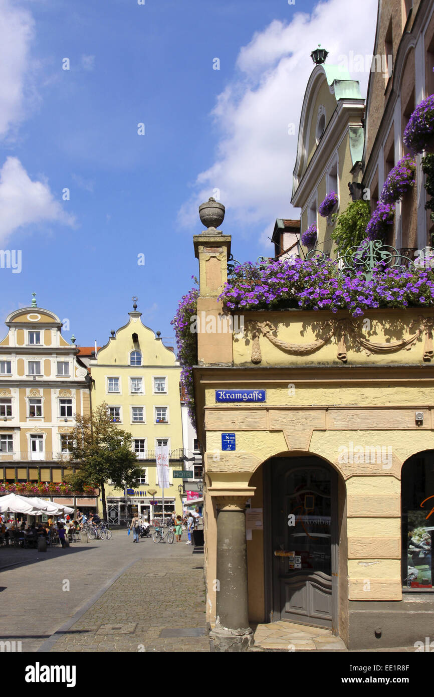 UNESCO-Weltkulturerbestätten, Altstadt, Wahlenstrasse, Regensburg, Bayerische Eisenstrasse, Straße der Kaiser Und Koenige Stockfoto