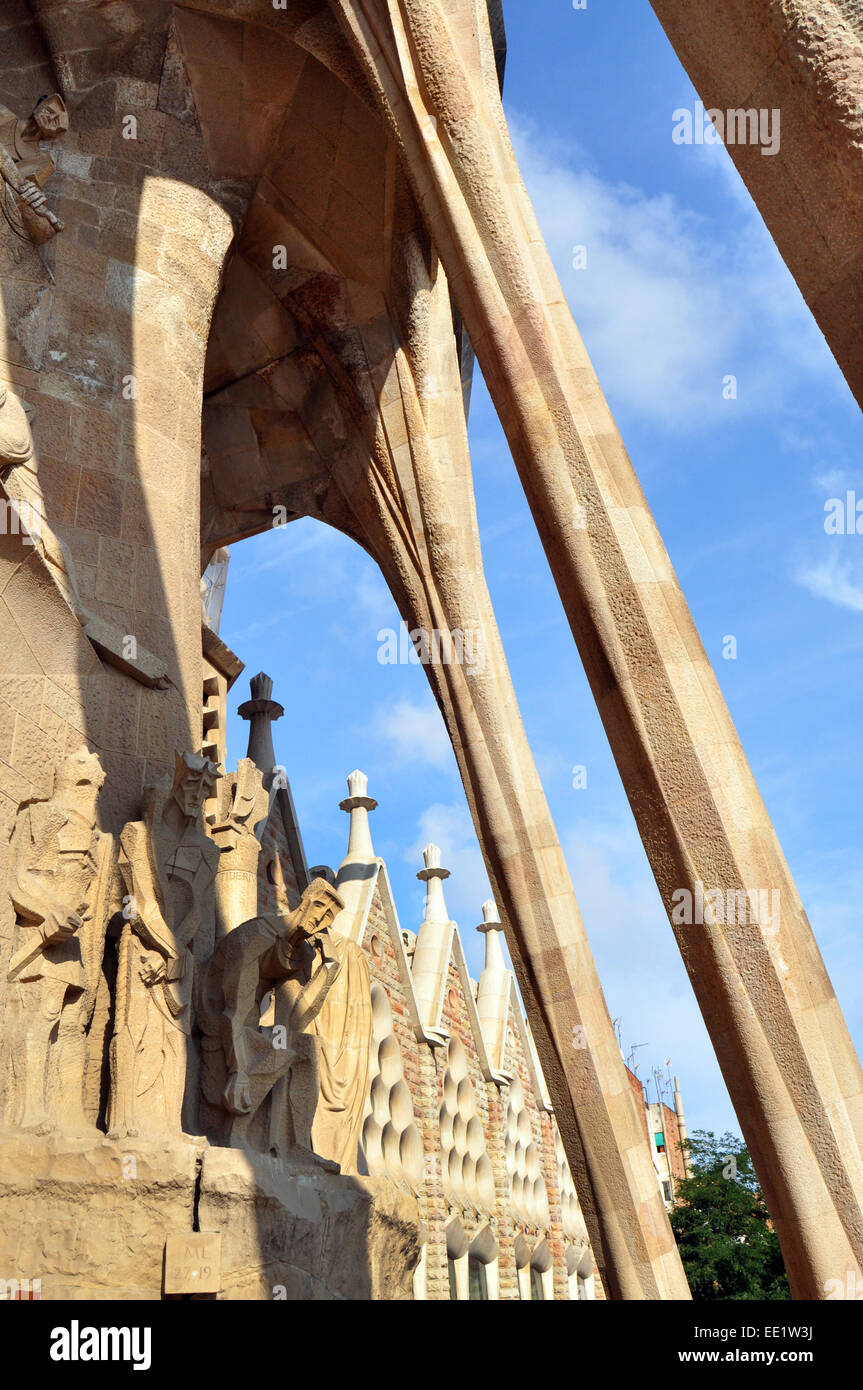 Nahaufnahme von La Sagrada Familia Barcelona Stockfoto