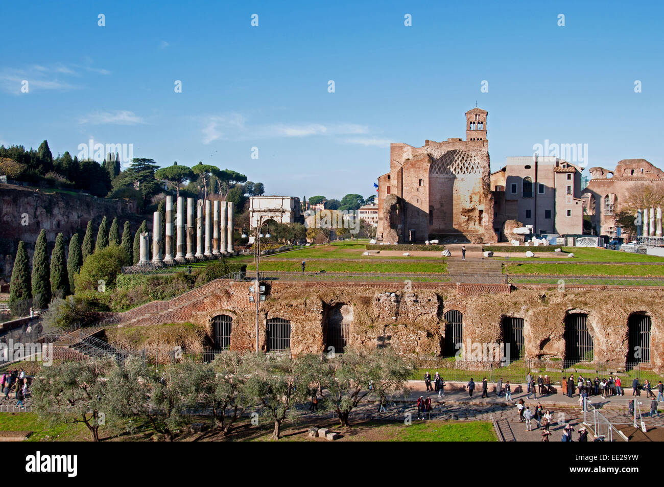 Der Tempel der Venus und Roma (Tempio de Venere e Roma) Rom Ruinen Forum Romanum Italien Roman Lazio Stockfoto