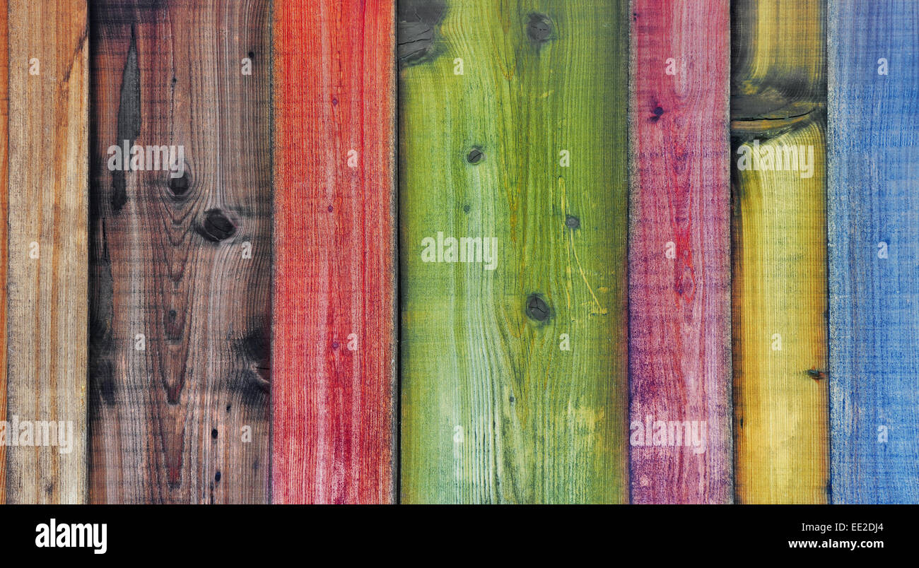 vertikalen Planken Panel in verschiedenen Farben getönt Stockfoto