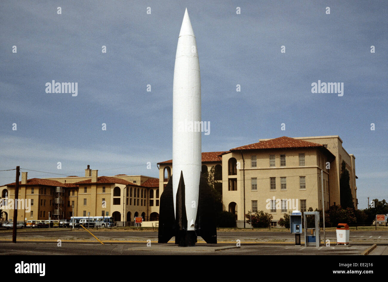 V-2 RAKETE LONG-RANGE BALLISTISCHER FLUGKÖRPER, FORT BLISS, VEREINIGTE STAATEN ARMEE POST IN TEXAS, USA Stockfoto