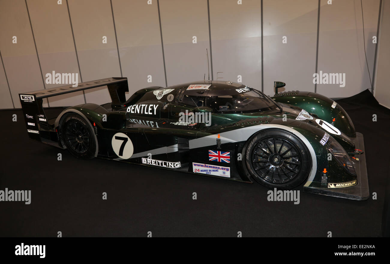Le Mans Bentley Speed 8, zu sehen im Abschnitt "Symbole der 24 Stunden" London Classic Car Show. Stockfoto