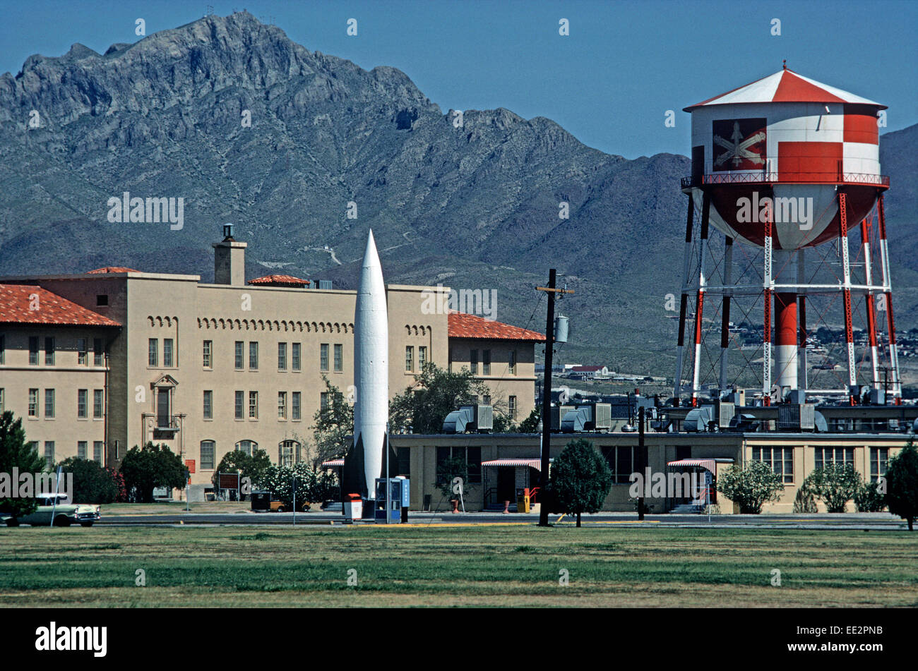 V-2 RAKETE LONG-RANGE BALLISTISCHER FLUGKÖRPER, FORT BLISS, VEREINIGTE STAATEN ARMEE POST IN TEXAS, USA Stockfoto