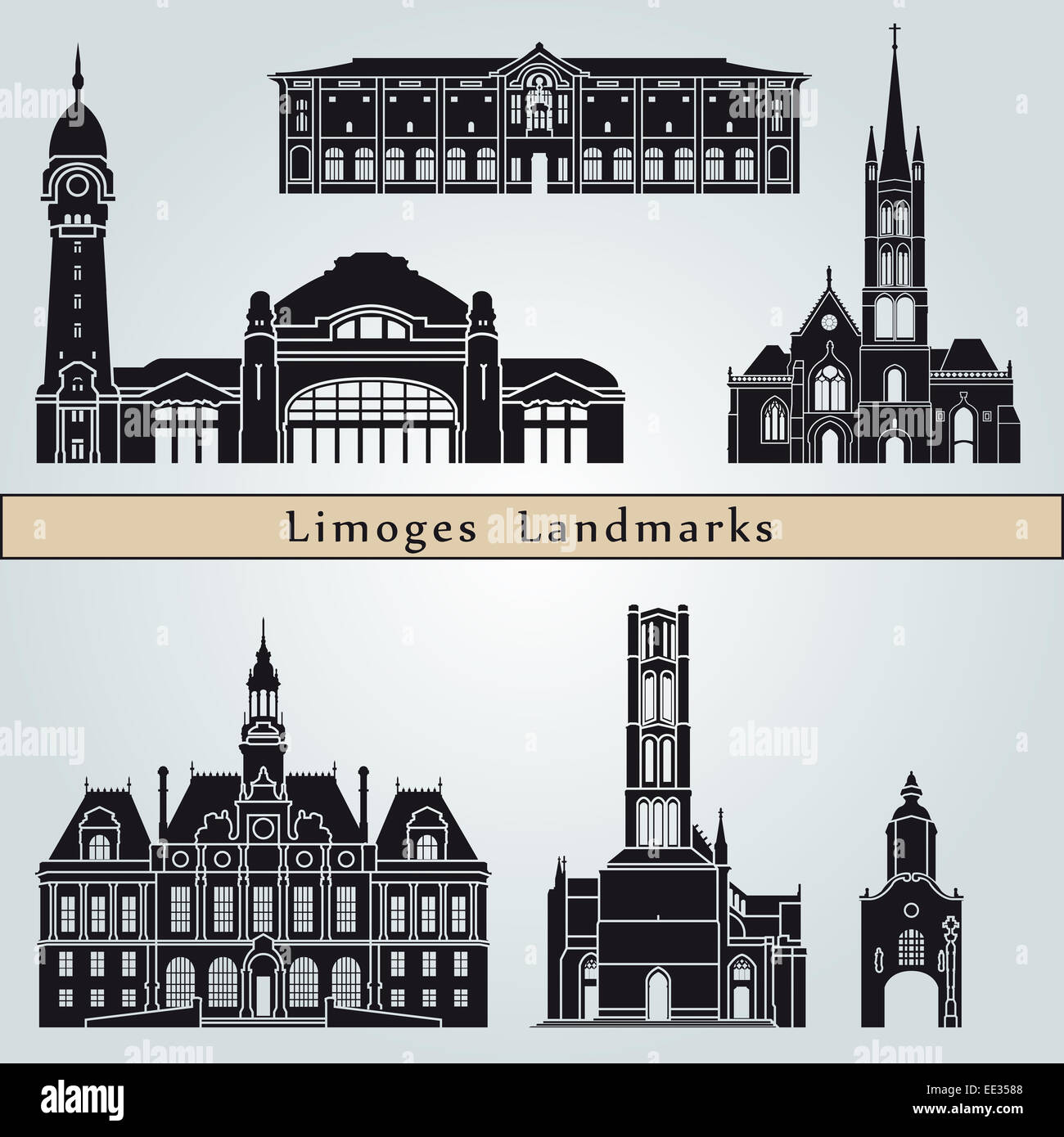 Limoges Sehenswürdigkeiten und Denkmäler Stockfoto