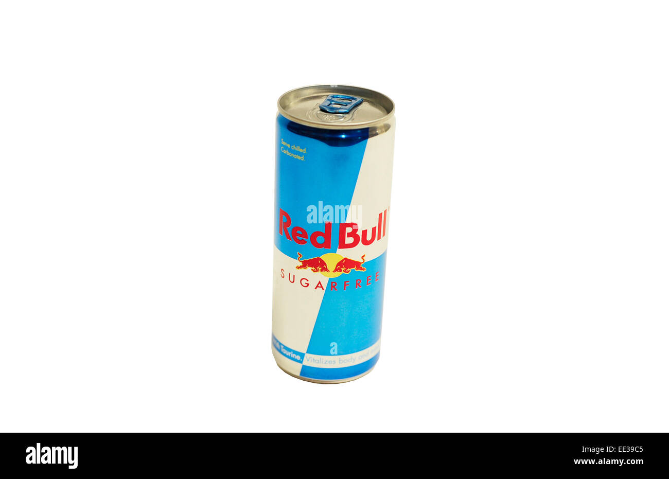Nahaufnahme einer Dose Red Bull Energy drink, sugarfree Stockfoto