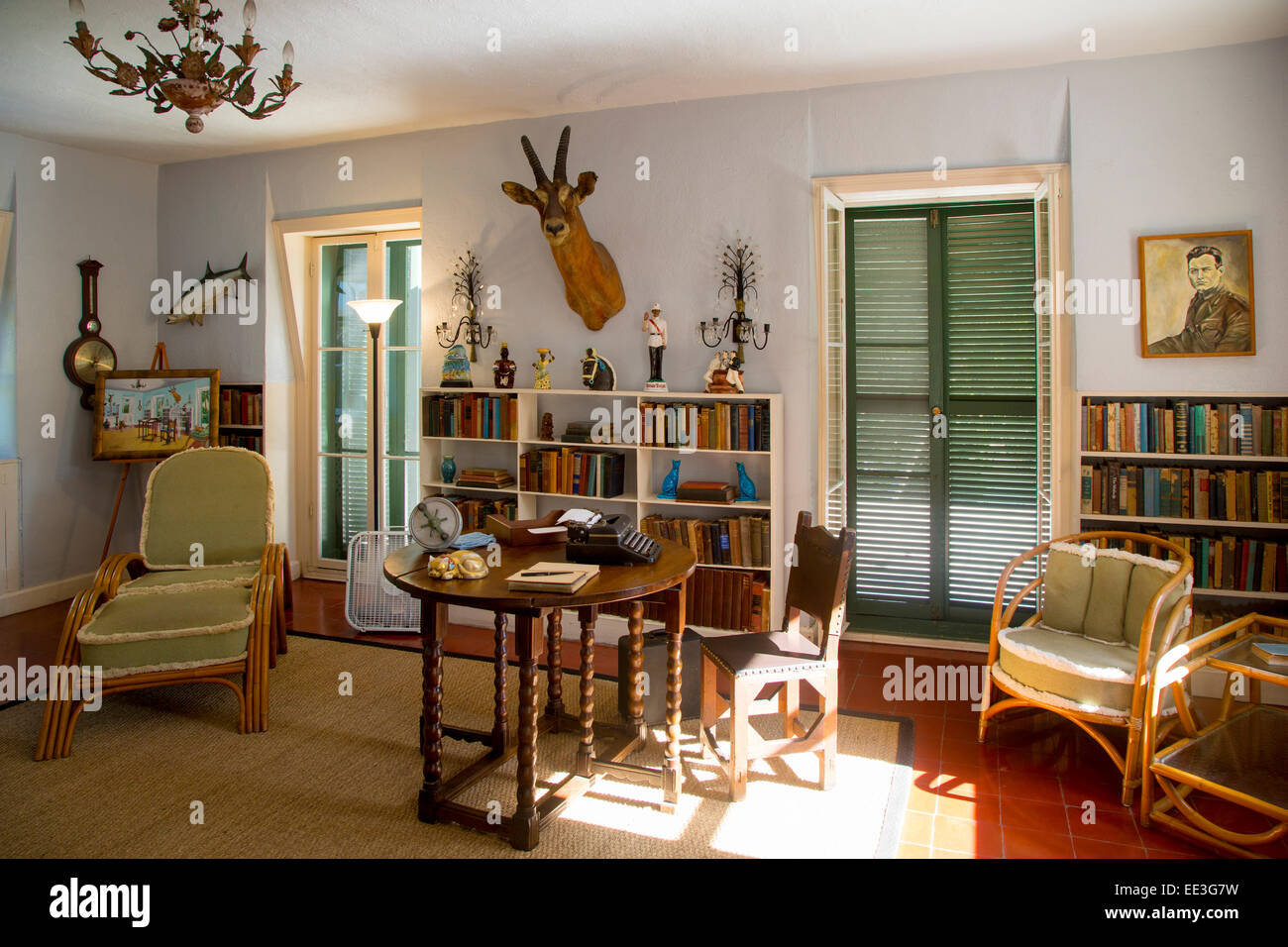 Innenraum des Ernest Hemningways Schreibstube in seinem Haus in Key West, Florida, USA Stockfoto