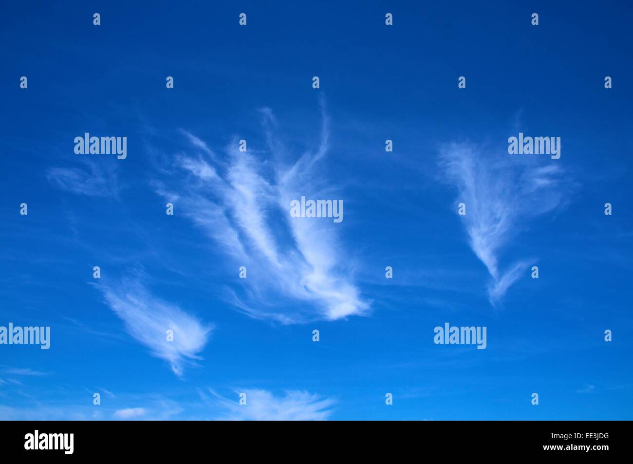 Cirruswolken im blauen Himmel. Stockfoto