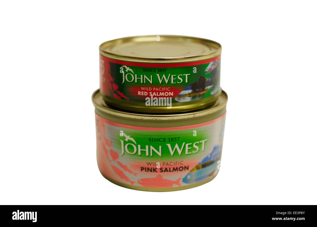 John West rot und rosa Lachs Stockfoto