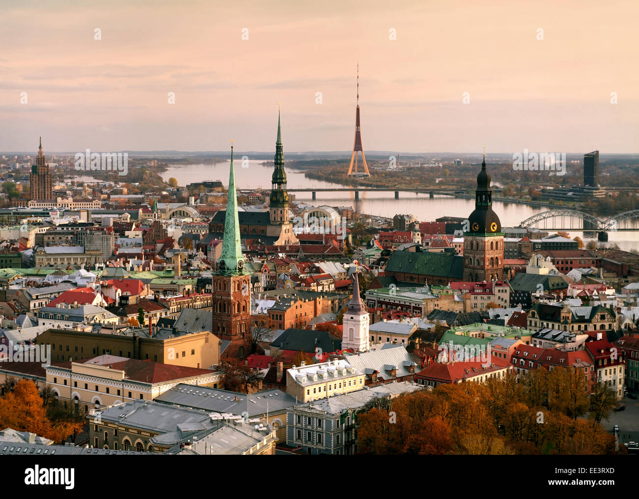 Riga, Lettland. Alte Ansicht von Riga. Stockfoto