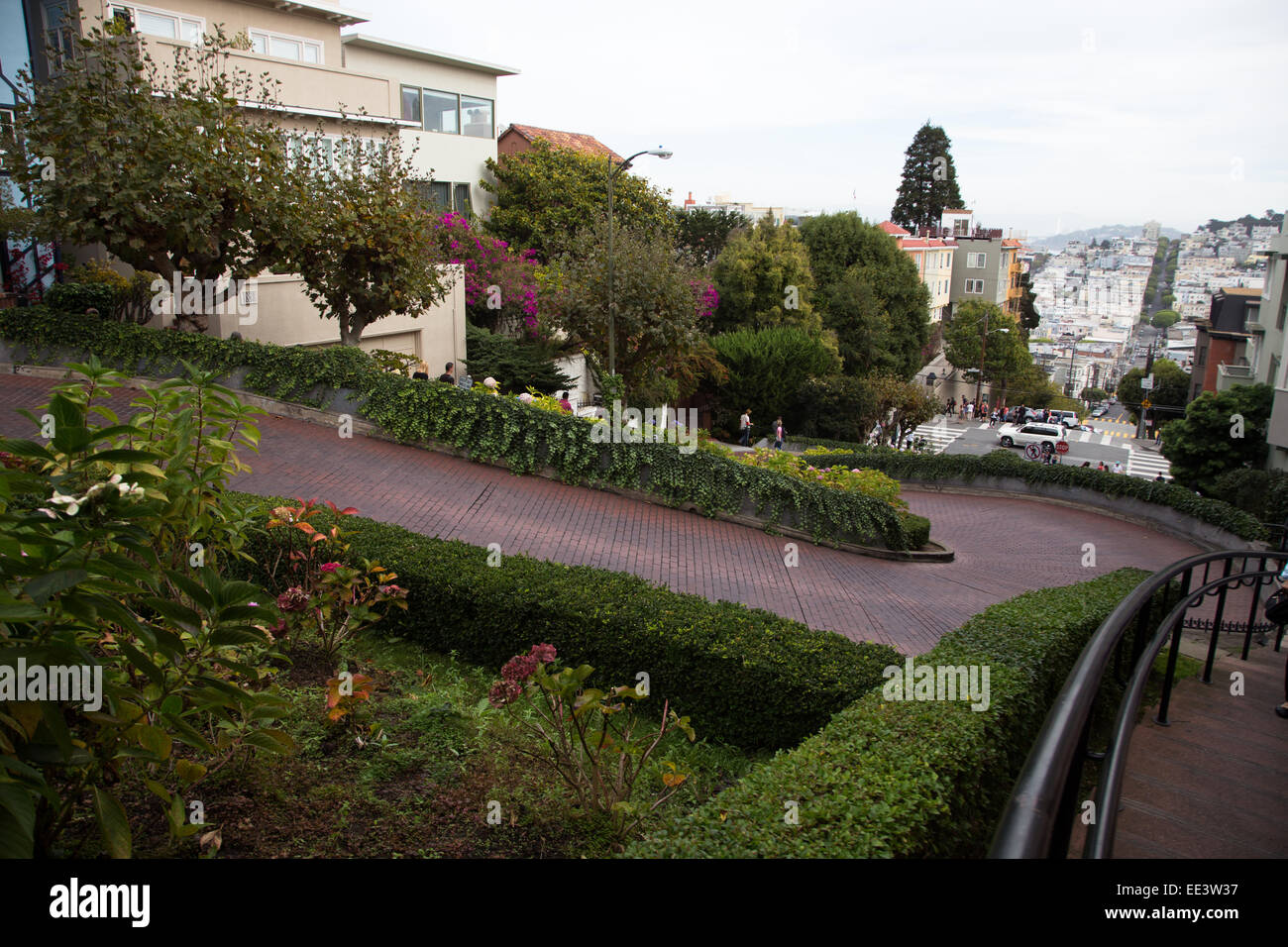 Eine Ansicht der Lombard Street, Kalifornien Stockfoto