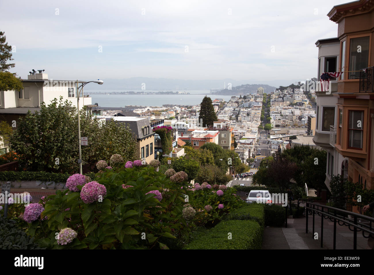 Eine Ansicht der Lombard Street, Kalifornien Stockfoto