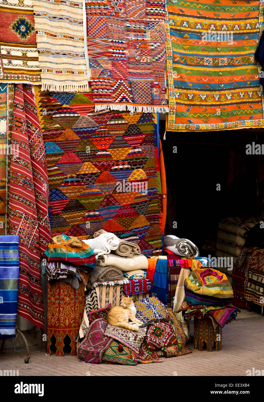 Stoffe auf dem Markt in Essaouira, Marokko Stockfoto