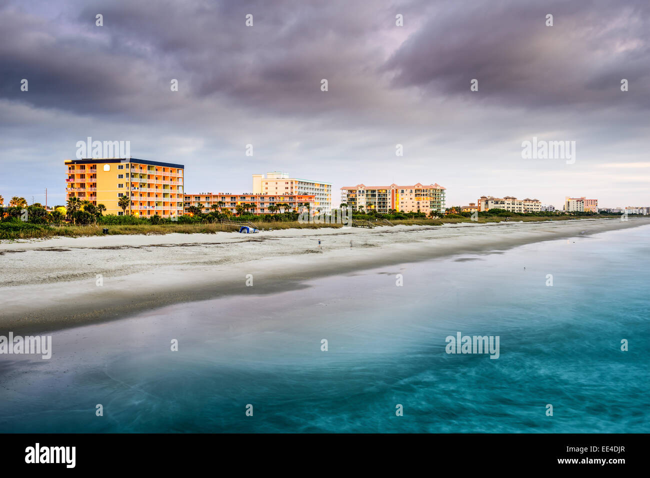 Cocoa Beach, Florida am Strand Hotels und Resorts. Stockfoto