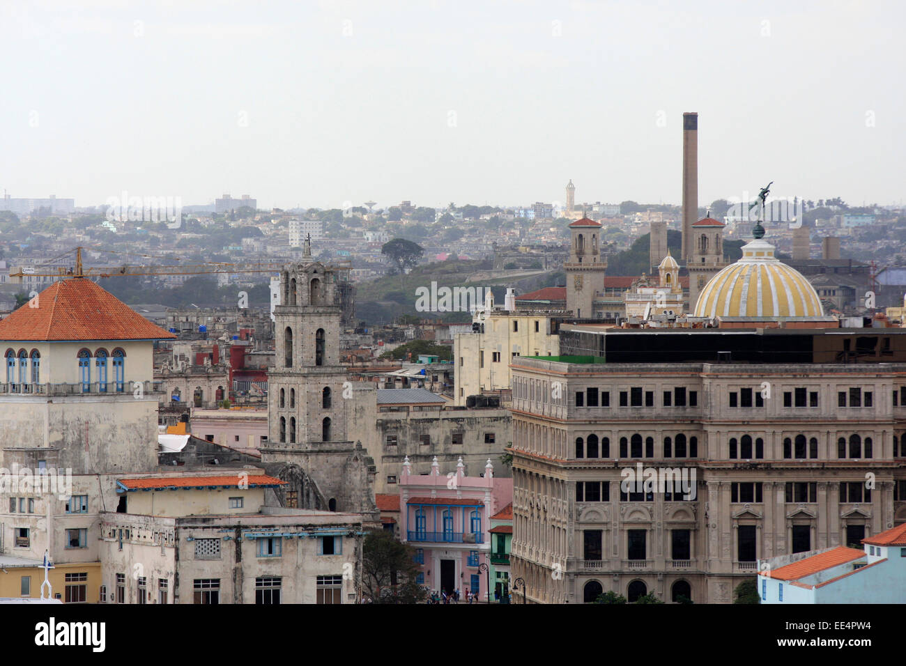 Blick auf die Skyline von Havanna in Kuba von Morro Castle Stockfoto